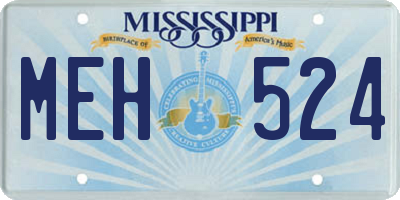 MS license plate MEH524