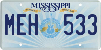 MS license plate MEH533