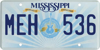 MS license plate MEH536