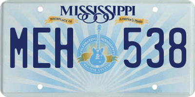MS license plate MEH538