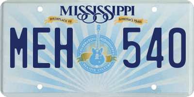 MS license plate MEH540
