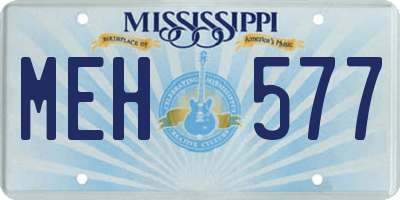 MS license plate MEH577