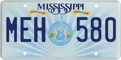 MS license plate MEH580