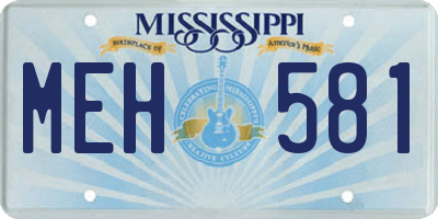 MS license plate MEH581