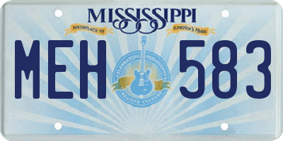 MS license plate MEH583