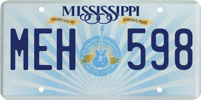 MS license plate MEH598