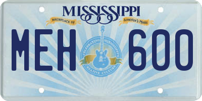 MS license plate MEH600