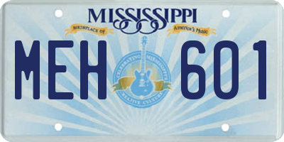 MS license plate MEH601