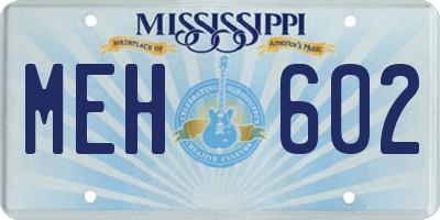 MS license plate MEH602