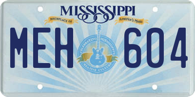 MS license plate MEH604