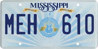 MS license plate MEH610
