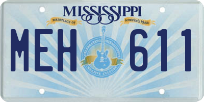 MS license plate MEH611