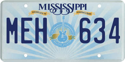 MS license plate MEH634
