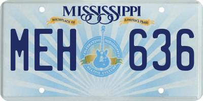 MS license plate MEH636