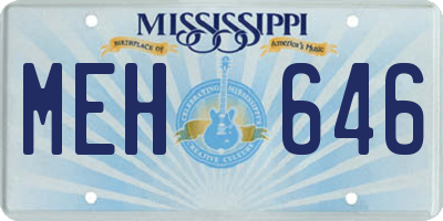 MS license plate MEH646