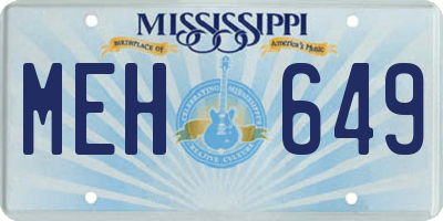 MS license plate MEH649