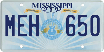 MS license plate MEH650