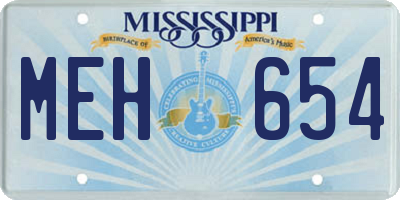 MS license plate MEH654