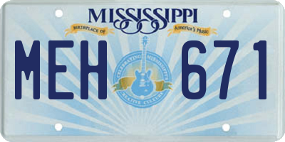 MS license plate MEH671