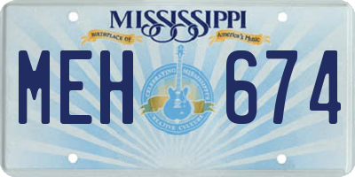 MS license plate MEH674