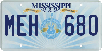 MS license plate MEH680