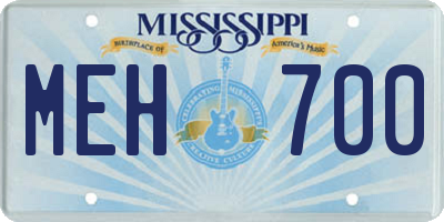 MS license plate MEH700