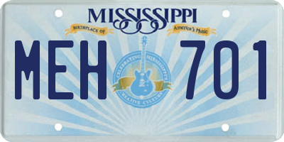 MS license plate MEH701