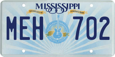 MS license plate MEH702