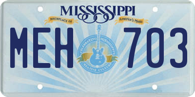 MS license plate MEH703