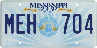 MS license plate MEH704