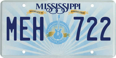 MS license plate MEH722