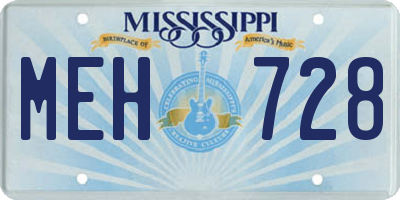 MS license plate MEH728