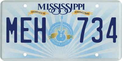 MS license plate MEH734