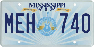 MS license plate MEH740