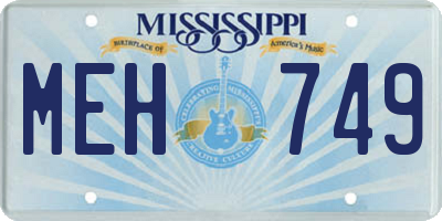 MS license plate MEH749