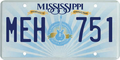 MS license plate MEH751