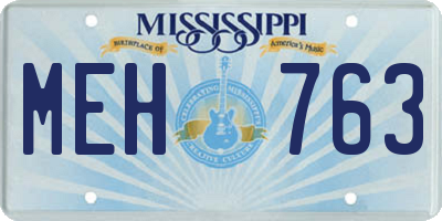 MS license plate MEH763