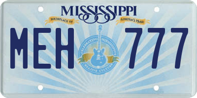 MS license plate MEH777