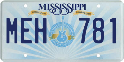 MS license plate MEH781