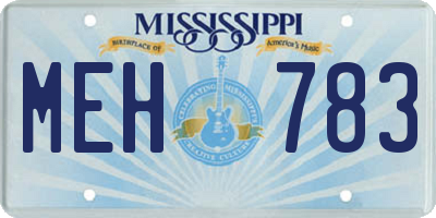 MS license plate MEH783