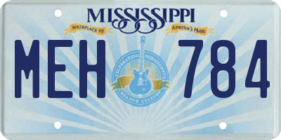 MS license plate MEH784