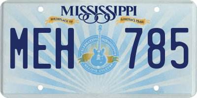 MS license plate MEH785