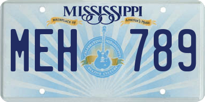 MS license plate MEH789