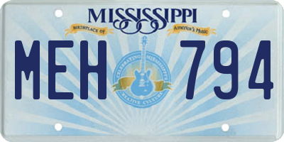 MS license plate MEH794