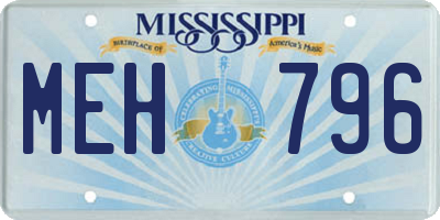 MS license plate MEH796