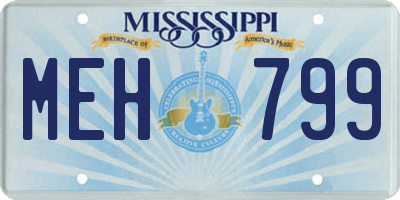MS license plate MEH799