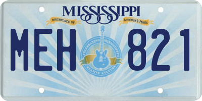 MS license plate MEH821