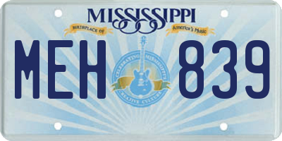 MS license plate MEH839