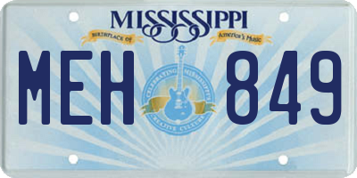 MS license plate MEH849