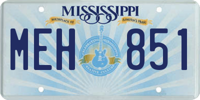 MS license plate MEH851